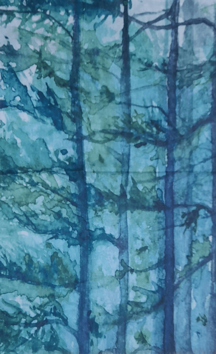 Zura Burnt Tree-Watercolor 100% Cotton Scarf.