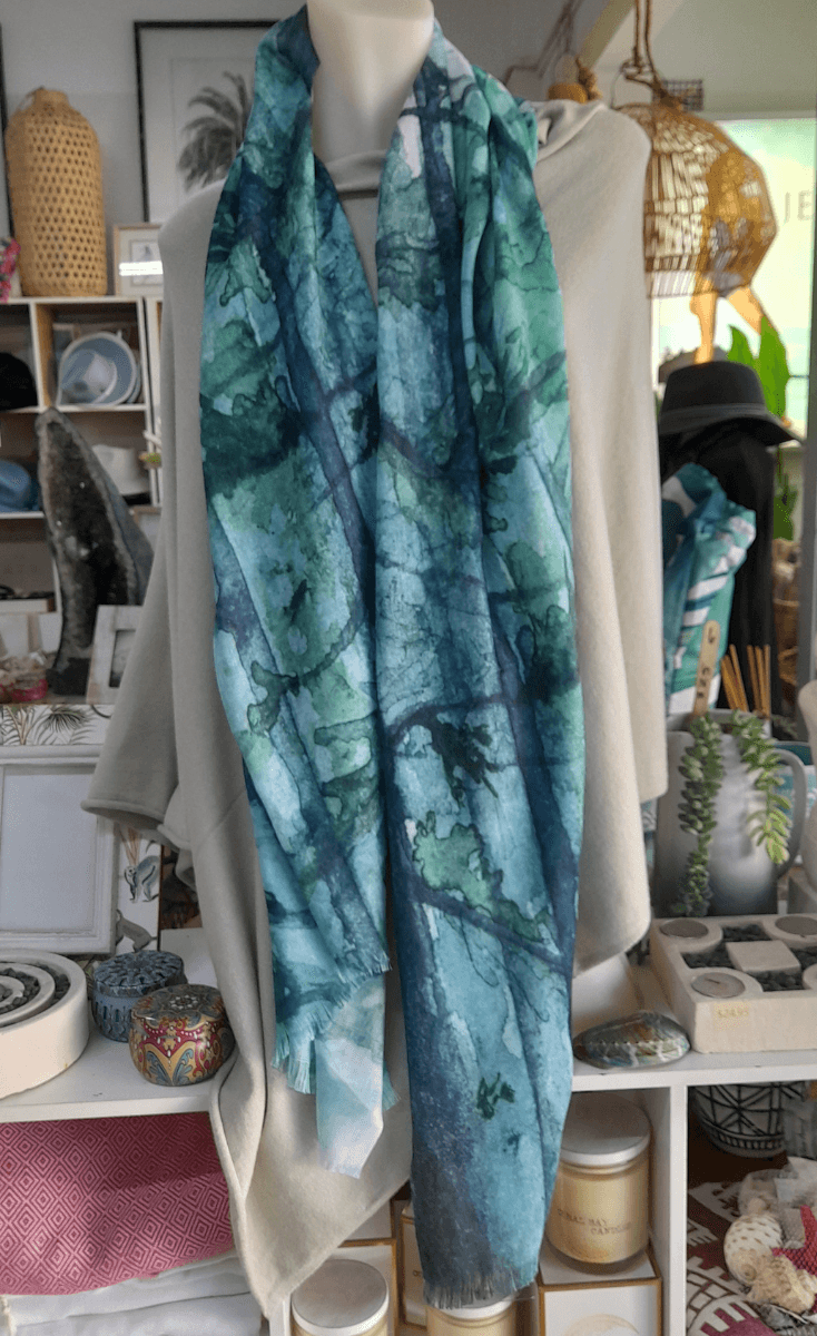 Zura Burnt Tree-Watercolor 100% Cotton Scarf.