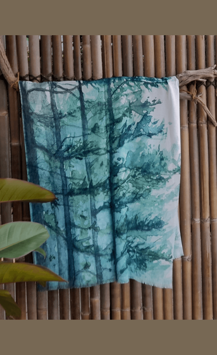 Zura Burnt Tree-Watercolor 100% Cotton Scarf.