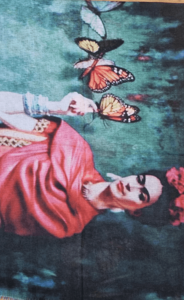 Zura Frida Kahlo 100% Cotton Scarf - Butterflies.