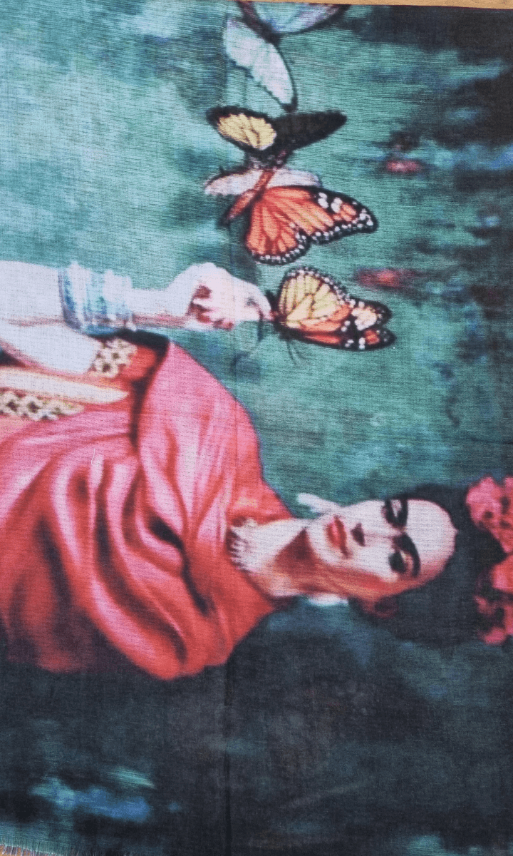 Zura Frida Kahlo 100% Cotton Scarf - Butterflies.