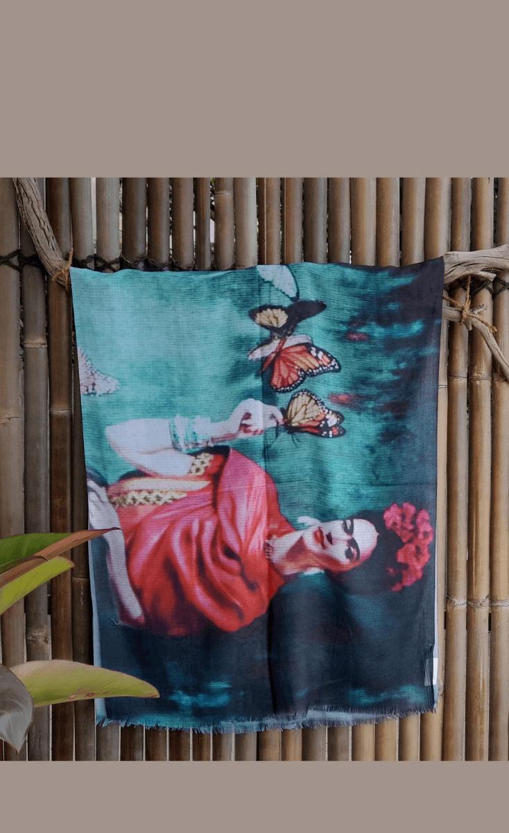 Zura Frida Kahlo 100% Cotton Scarf - Butterflies.