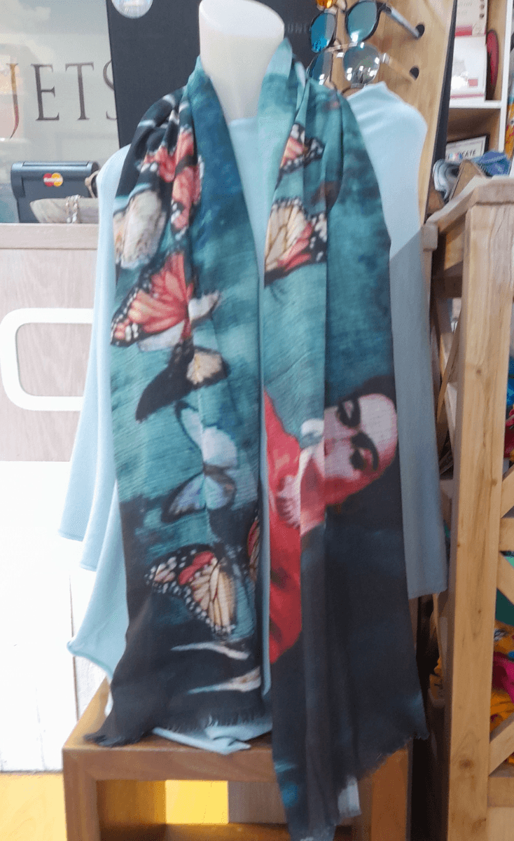 Zura Frida Kahlo 100% Cotton Scarf - Butterflies.