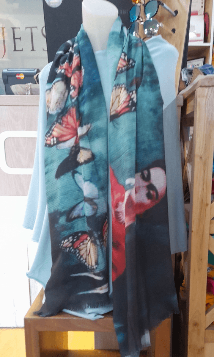 Zura Frida Kahlo 100% Cotton Scarf - Butterflies.