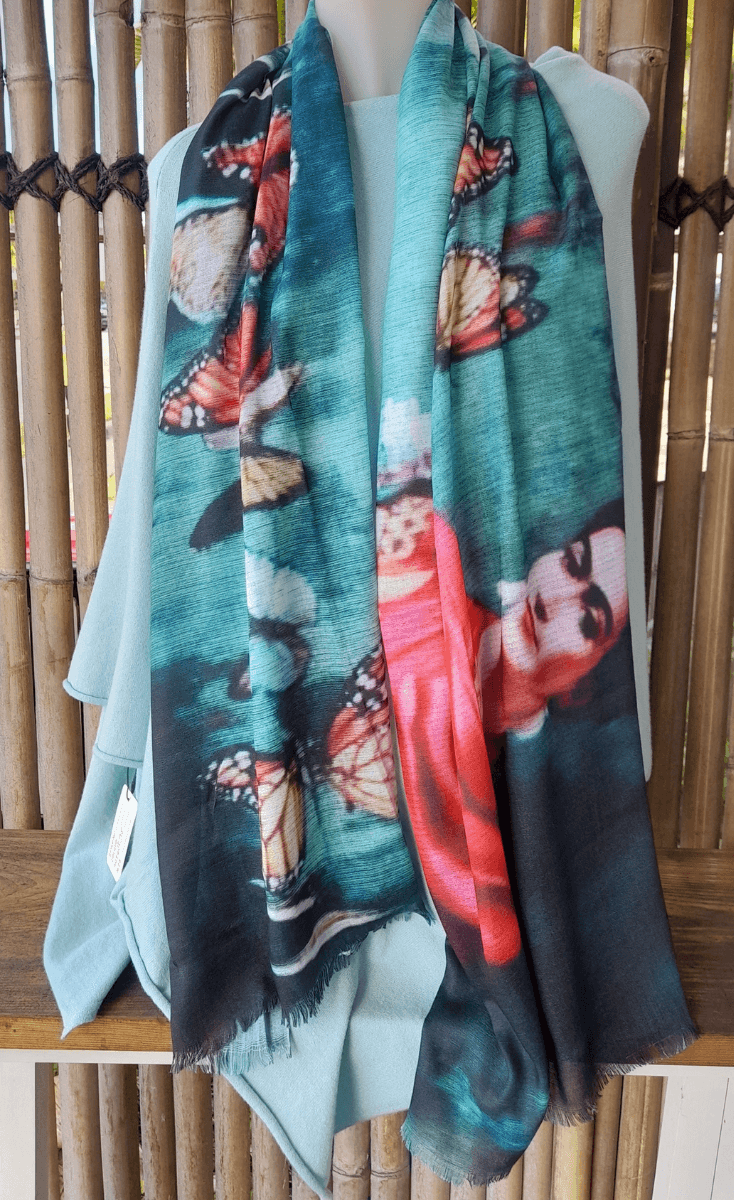 Zura Frida Kahlo 100% Cotton Scarf - Butterflies.
