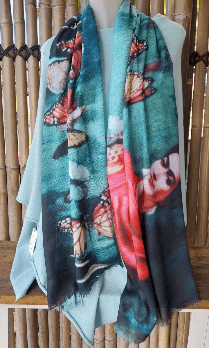 Zura Frida Kahlo 100% Cotton Scarf - Butterflies.