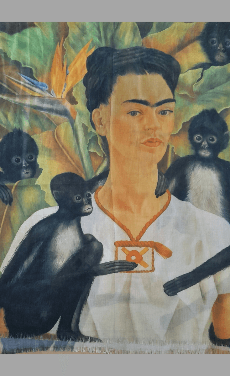 Zura Frida Kahlo 100% Cotton Scarf - Monkey.