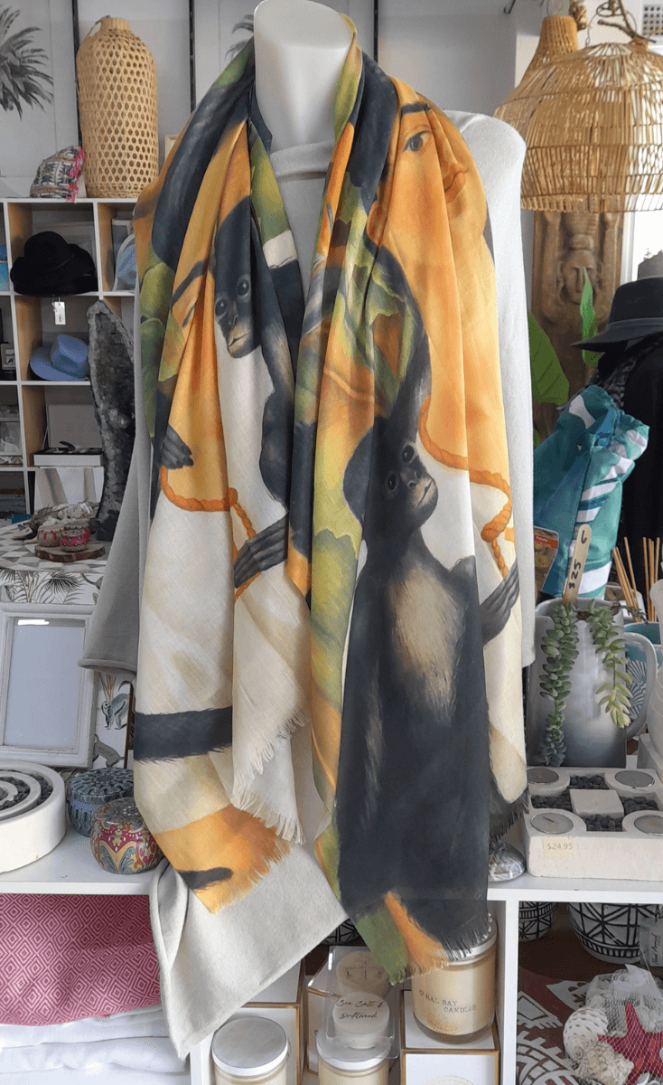 Zura Frida Kahlo 100% Cotton Scarf - Monkey.