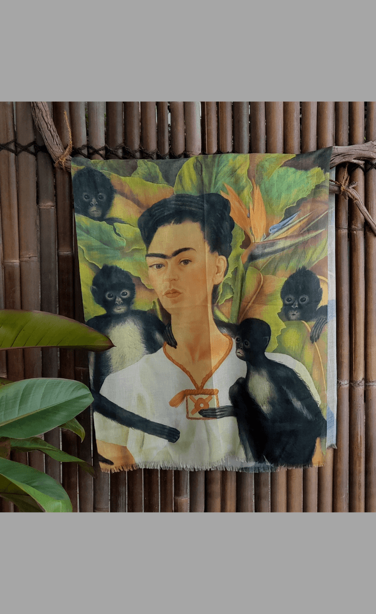 Zura Frida Kahlo 100% Cotton Scarf - Monkey.
