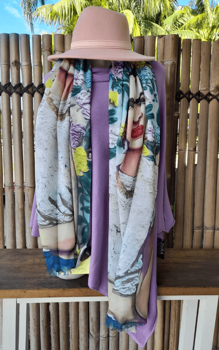 Zura Frida Kahlo 100% Cotton Scarf - Smoking.