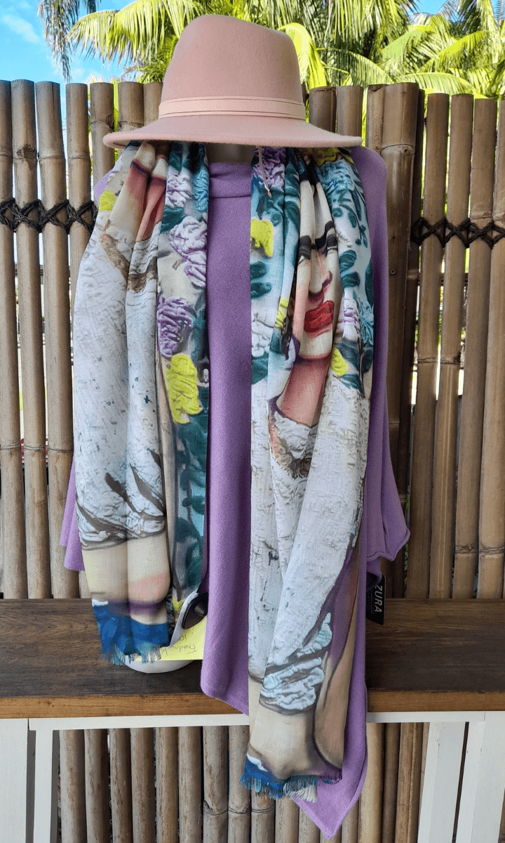 Zura Frida Kahlo 100% Cotton Scarf - Smoking.