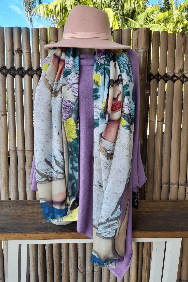 Zura Frida Kahlo 100% Cotton Scarf - Smoking.