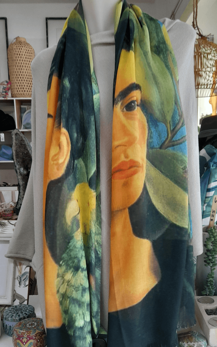 Zura Frida Kahlo 100% Cotton Scarf - Tropical Parrot.