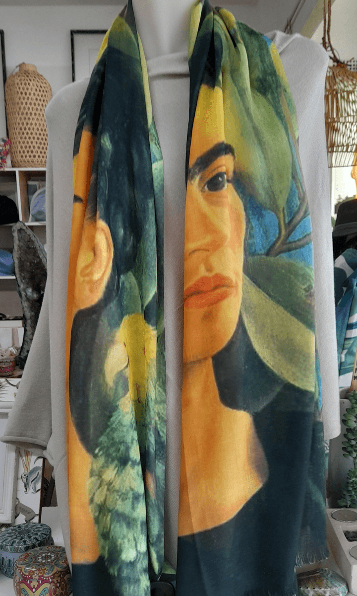 Zura Frida Kahlo 100% Cotton Scarf - Tropical Parrot.