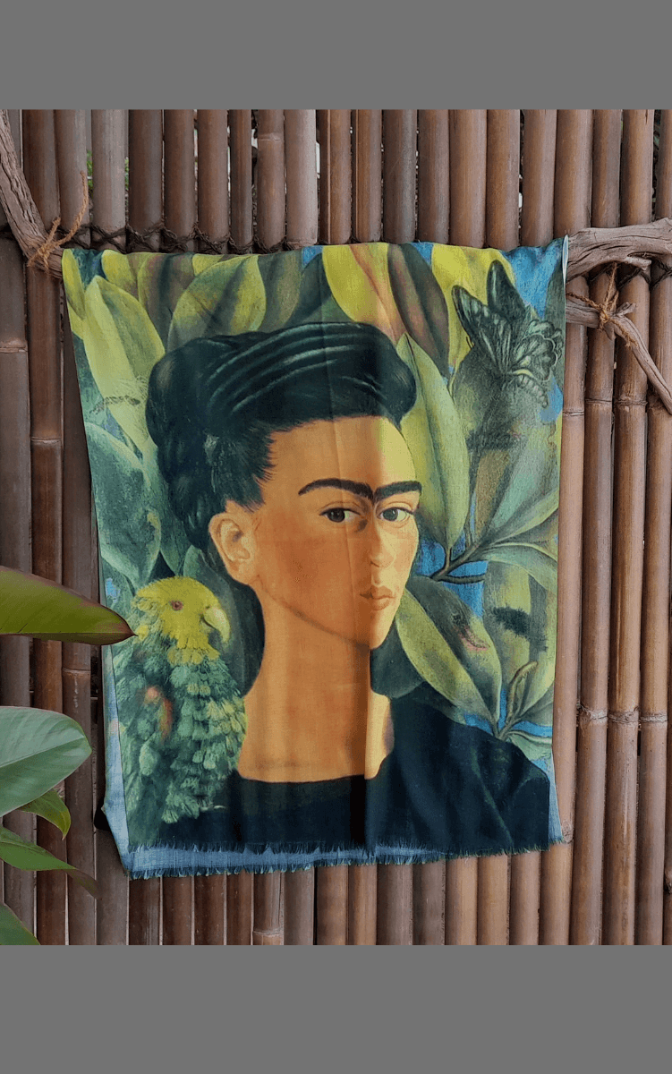Zura Frida Kahlo 100% Cotton Scarf - Tropical Parrot.