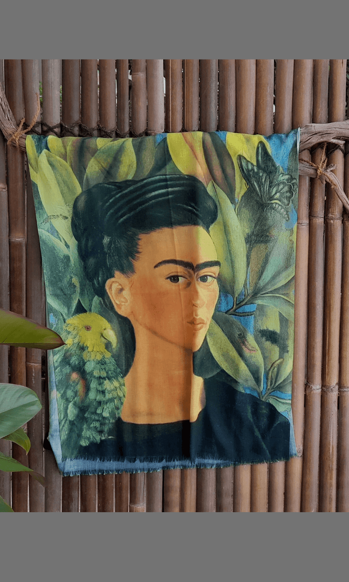 Zura Frida Kahlo 100% Cotton Scarf - Tropical Parrot.