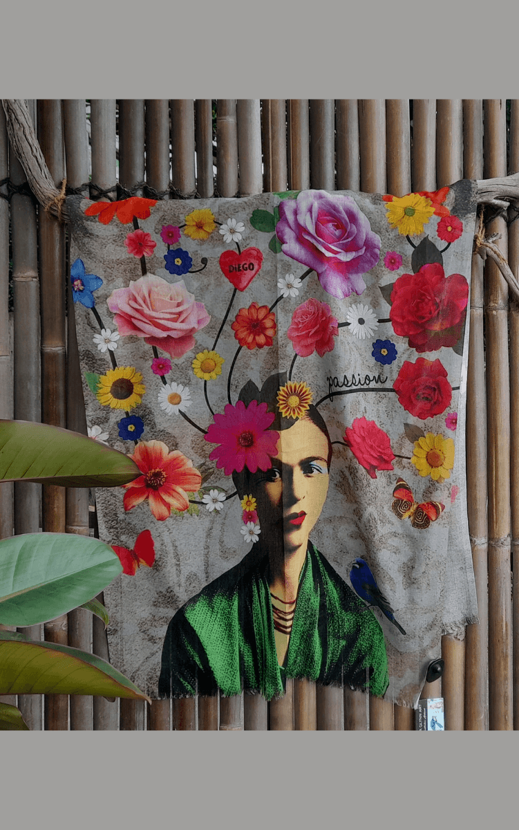 Zura Frida Kahlo Passion 100% Cotton Scarf.