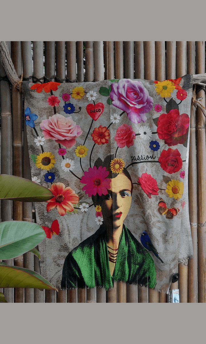 Zura Frida Kahlo Passion 100% Cotton Scarf.