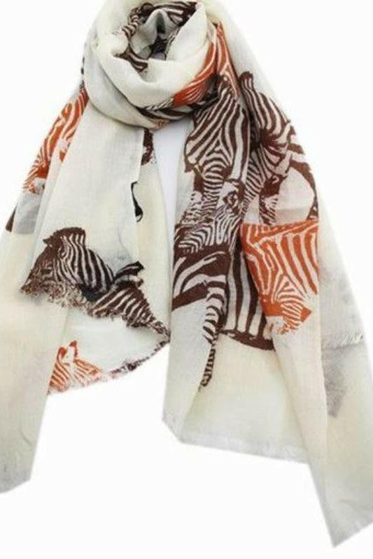 Zura Sheer Wool Zebra Scarf 100% Wool.