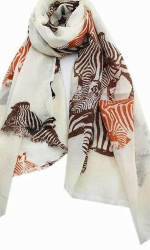 Zura Sheer Wool Zebra Scarf 100% Wool.