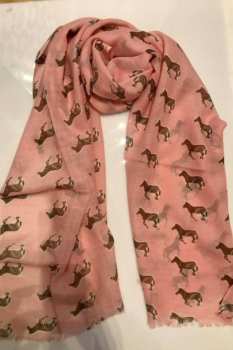 Zura Sheer Zebra Scarf 100% Wool Pink.