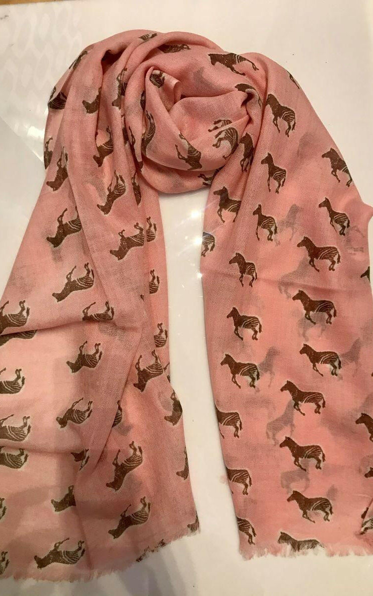 Zura Sheer Zebra Scarf 100% Wool Pink.