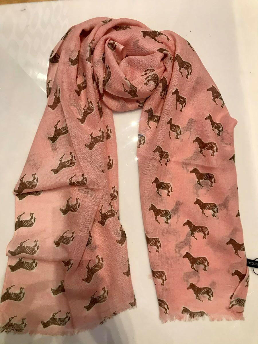 Zura Sheer Zebra Scarf 100% Wool Pink.