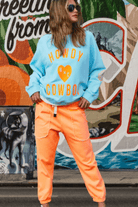 Hammill & Co Howdy Cowboy Sweater - Aqua / Orange.