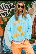 Hammill & Co Howdy Cowboy Sweater - Aqua / Orange.