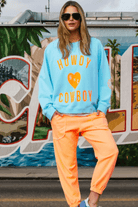 Hammill & Co Howdy Cowboy Sweater - Aqua / Orange.