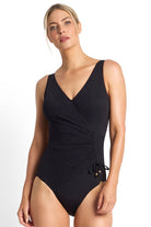 Jantzen Fierce Gathered Surplice One Piece - Black_1