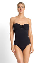 Jantzen Fierce Ruched Bar Bandeau One Piece - Black_3