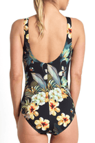 Jantzen Hibiscus High Neck Mastectomy One Piece Forest Black.