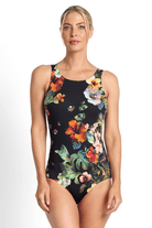 Jantzen Hibiscus High Neck Mastectomy One Piece Forest Black.
