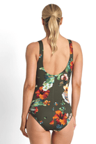 Jantzen Hibiscus High Neck Mastectomy One Piece Forest.