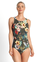 Jantzen Hibiscus High Neck Mastectomy One Piece Forest.