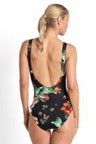 Jantzen Hibiscus Gathered Surplice One Piece Black.