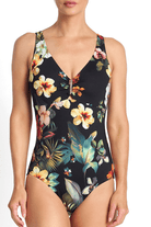 Jantzen Hibiscus DDE Bar One Piece Forest.