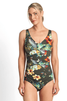 Jantzen Hibiscus F/G Multi Ruched One Piece Forest.