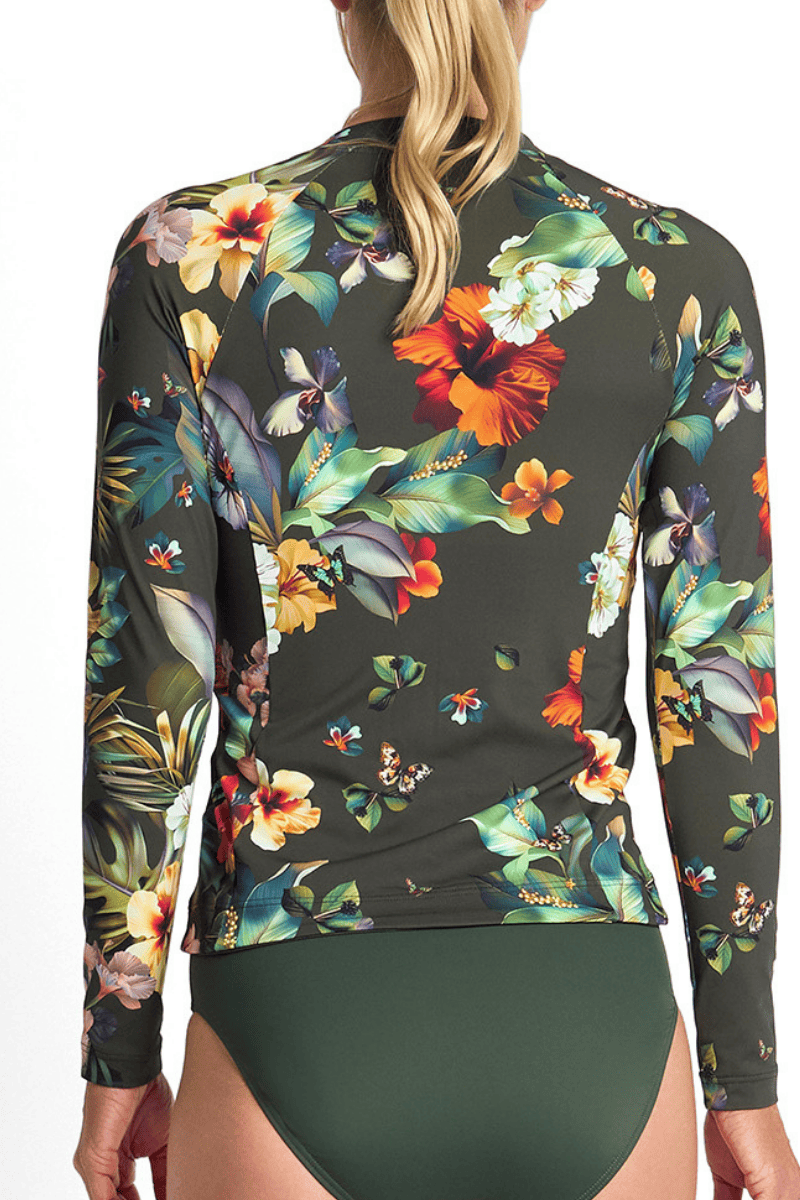 Jantzen Hibiscus Long Sleeve Mast Rashie Forest.
