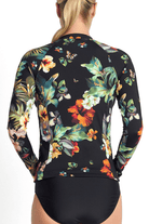 Jantzen Hibiscus Long Sleeve Mast Rashie Black.