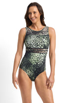 Jantzen Mood Mesh High Neck Mast One Piece - Army_3