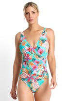Jantzen Phuket Gathered Surplice One Piece - Aqua_1