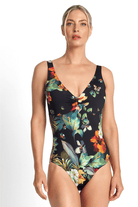 Jantzen Hibiscus Buckle One Piece Black.