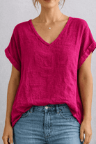La-Strada-Italian-Linen-V-Neck-Shirt-Fuchsia-OZRESORT_1
