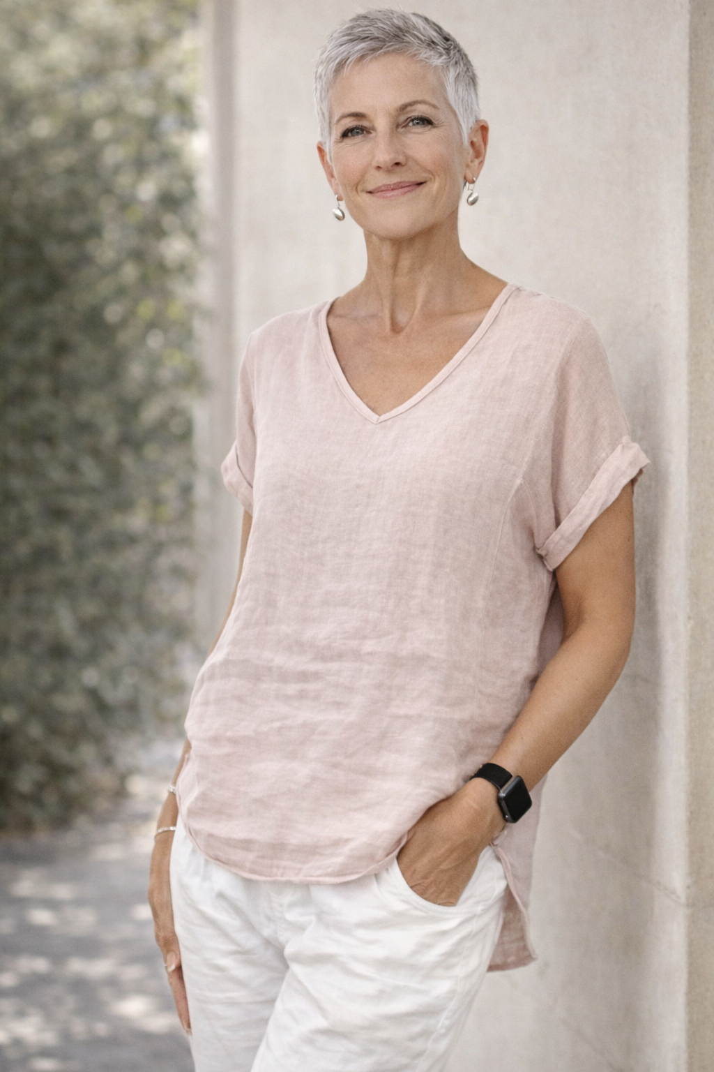 La-Strada-Italian-Linen-V-Neck-Shirt-Musk-Pink-OZRESORT