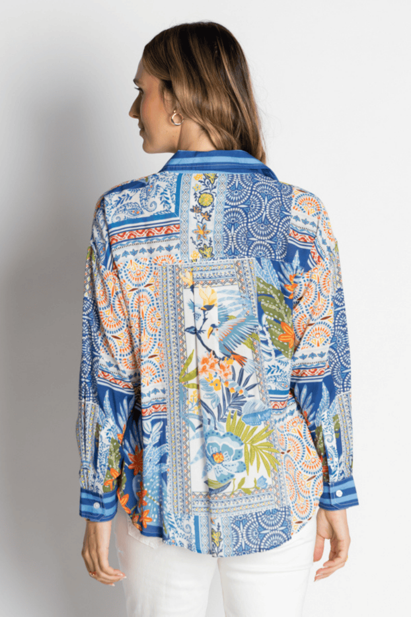 Lula Life Velora Over Shirt Long Sleeve Ocean.
