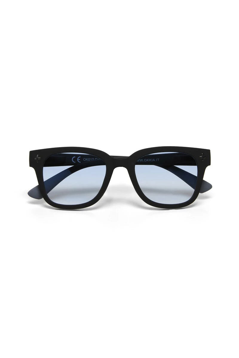Okkia Giovanni Sunglasses - Black and Grey (blue lenses)