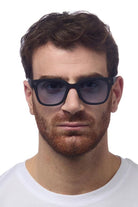 Okkia Giovanni Sunglasses - Black and Grey (blue lenses)