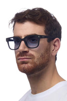 Okkia Giovanni Sunglasses - Black and Grey (blue lenses)